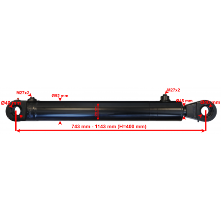 POLSKI SIŁOWNIK HYDRAULICZNY CYLINDER SKOK 400 MOCNY SKRAW-MET